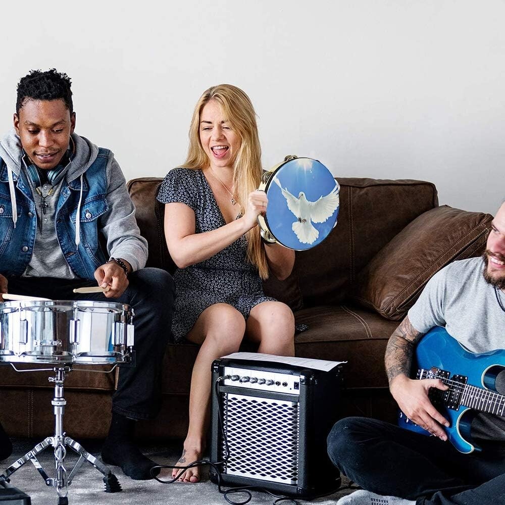 Pandereta campana de mano de doble fila Jingles Music Persuccion Church (10 pulg