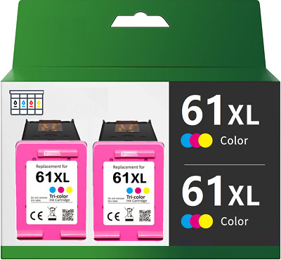 2-pk #61 XL Tri-color Ink For HP ENVY 4500 4501 4502 4504 5530 5531 5535 61XL