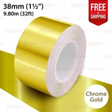 CHROME GOLD 1.5" 38mm Roll PIN STRIPE Car Striping Line TAPE Decal Vinyl Sticker