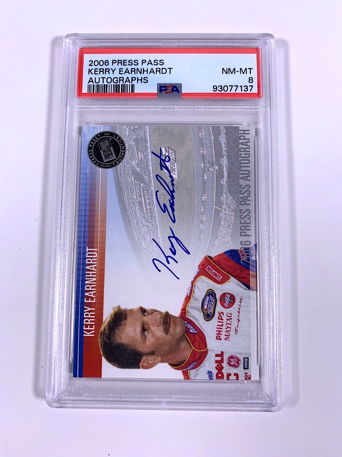 2006 Press Pass Autographs Kerry Earnhardt - PSA: NM-MT 8 NASCAR Card view 3