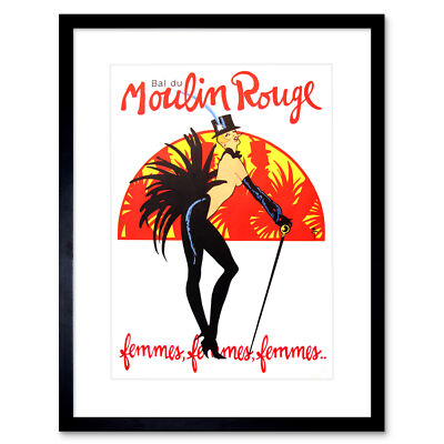 Burlesque Moulin Rouge Paris Mädchen Gerahmter Kunstdruck 30x40 cm