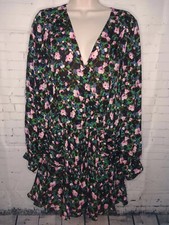 Veronica Beard Naomi Mini Dress Floral Long Sleeve Silk Size 10  (A6)
