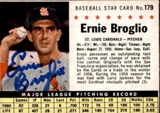 Ernie Broglio 1961 Post #179 St Louis Cardinals Autographed Signed Baseball Card