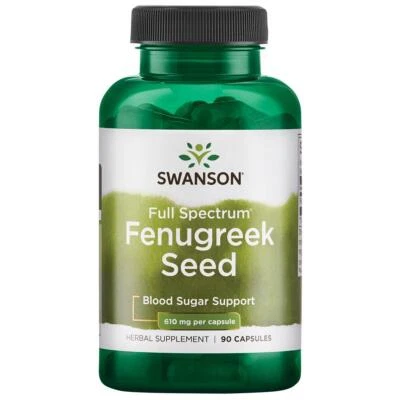 Swanson Fenugreek Seed 610mg 90 Capsules, Blood Sugar Support, Digestion