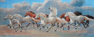 28x72 Heavenly Steed Soaring Across The Skies Unrestrained And Vigorously Oil