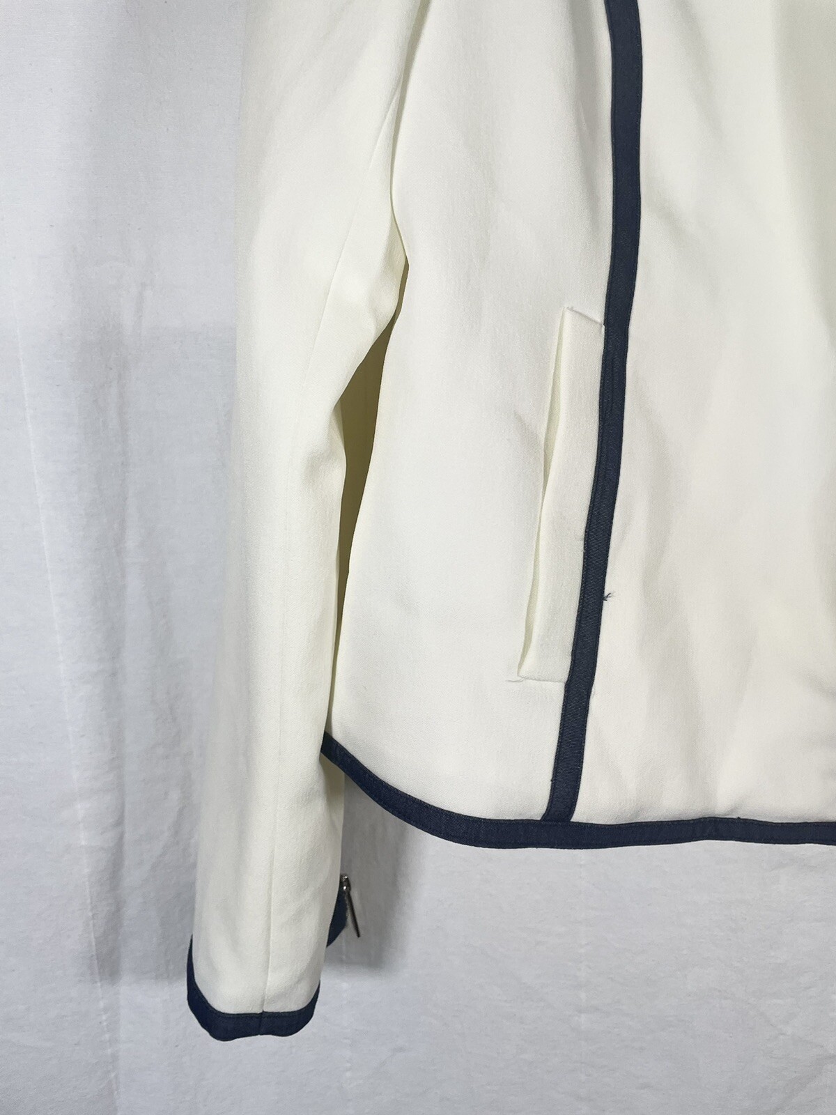 Tommy Hilfiger Zip Up Womens White Jacket Blazer W/ Trim Size 16 eBay