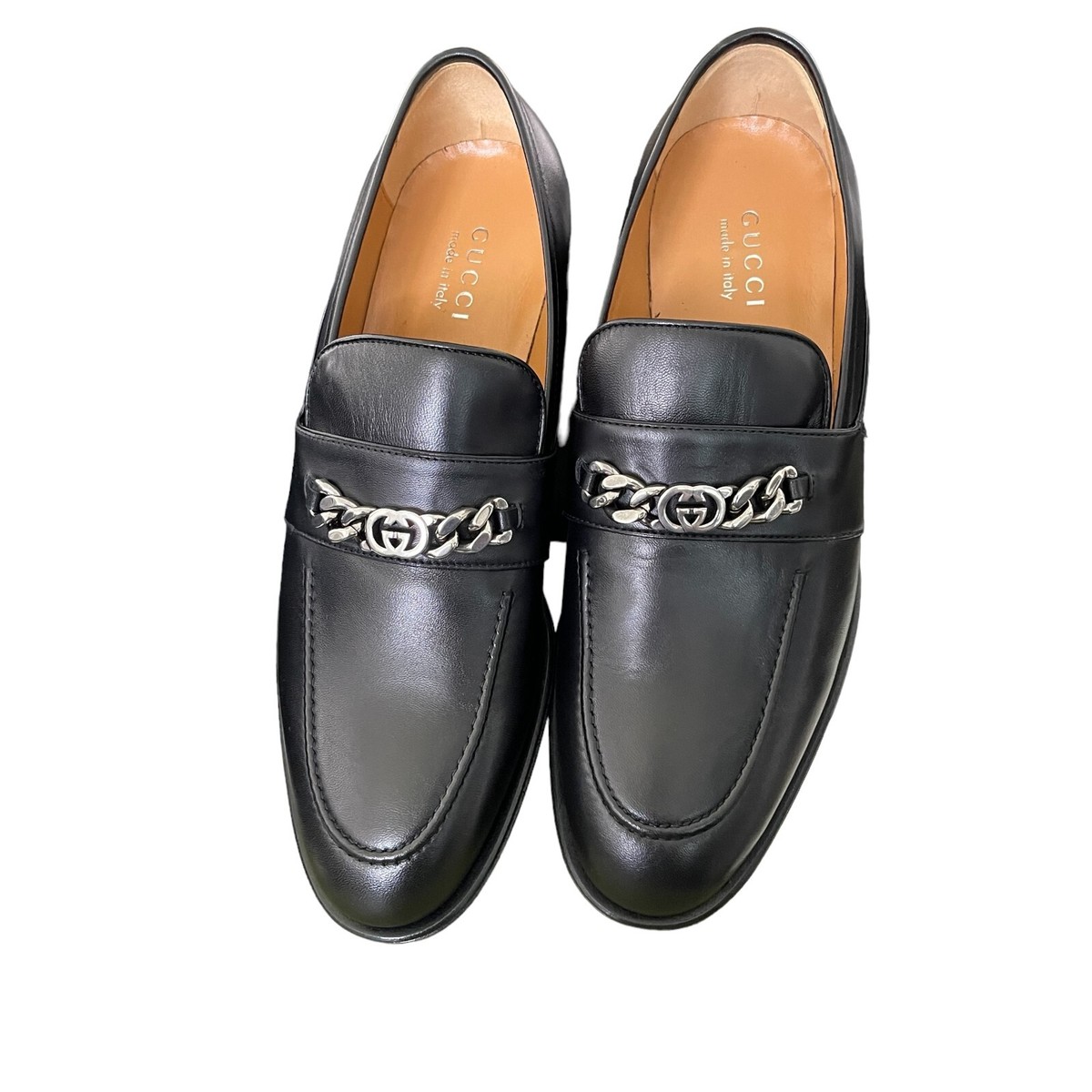 GUCCI Men's Chain Calf Black Leather Loafer, 739774, Gucci 7 GUCCI Men's Chain Calf Black Leather Loafer, 739774, Gucci 7