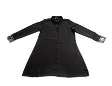 LY Black Chiffon Swing Style Shirt Dress Size S/M