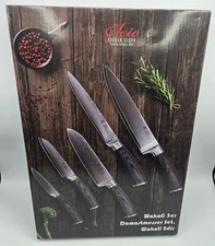 Wakoli Damascus Kitchen Knife Set, 5pcs Prof Chef Set 67 layers w/VG10 Core -NEW