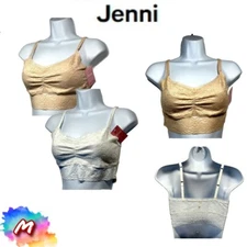 NWT 2-Pack Jenni by Jennifer Moore Women's Size M Lace Bralette Chai White