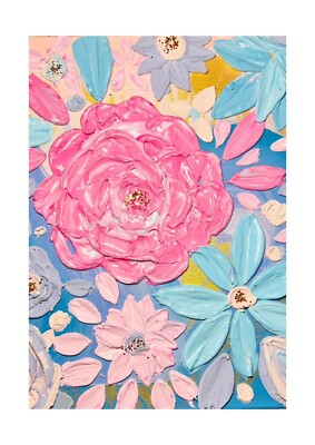 Rosa strukturierte Blumen 3D Effekte Geschenk Wandkunstdruck Poster Deko Wohnzimmer