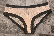 NWT VICTORIA'S SECRET L PINK FLORAL LACE THE LACIE RARE HIPHUGGER CHEEKY PANTIES