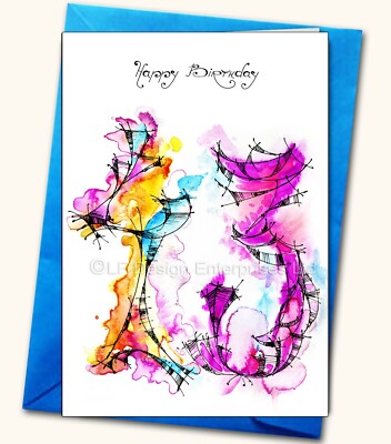 43. Geburtstag, Aquarell, handgemachte Karte, personalisierte Karten, altersspezifisch 