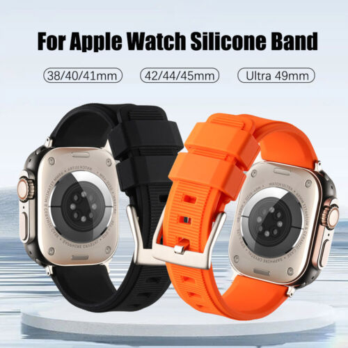 Silicone Sport Strap For Apple Watch Band Ultra2 49mm For iwatch 9876 38/42/45mm - Picture 1 of 28