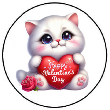 HAPPY VALENTINES DAY CAT ENVELOPE SEALS LABELS STICKERS PARTY FAVORS
