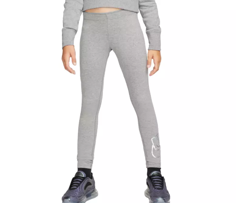 Nike Leggings Youth Girls Small Fitted Sportswear Cotton Grey Silver Logo