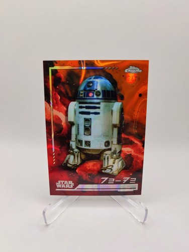 2024 Topps Chrome Star Wars R2-D2 MUSTAFAR RIFRATTORE AUREBESCO LAVA ROSSO #/10 R2D2 - Foto 4 di 6
