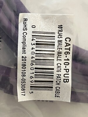 10 PACK - 10' FT CAT6 PURPLE PATCH CORD ETHERNET NETWORK CABLE.