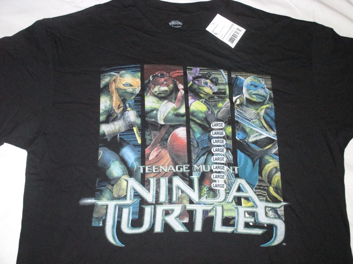 NWT Mens TEENAGE MUTANT NINJA TURTLES Black T-SHIRT Movie 4 Panel