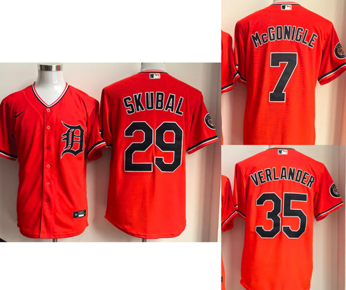 NEW! Detroit Tigers Jerseys Skubal McGonigle Verlander Alternate Orange Jersey.
