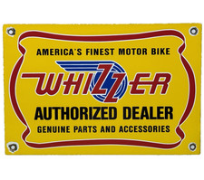 VINTAGE WHIZZER MOTOR BIKE PORCELAIN SIGN AUTHORIZED DEALER SERVICE PARTS GAS