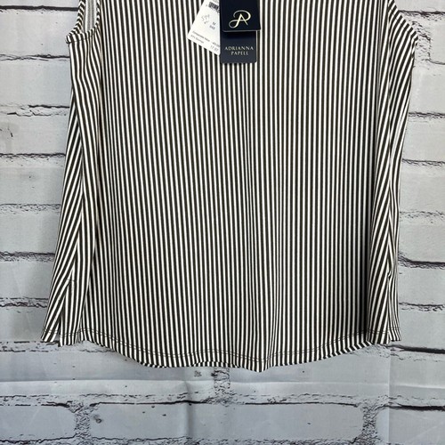 Adrianna Papell schwarz-weiß tailliert ärmellos gestreift Tank Top Neu mit Etikett Gr. M - Bild 4 von 16