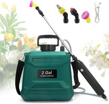 2 Gallon Battery Powered Garden Sprayer with 3 Nozzles, USB Rechargeable