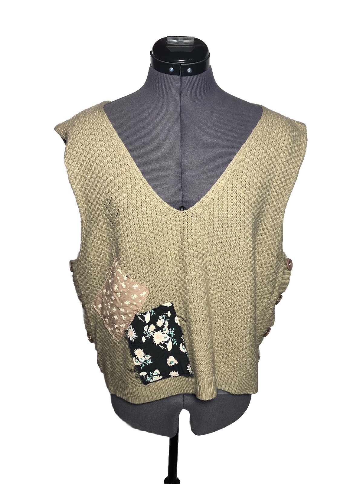 Handmade Patchwork Knit Sweater Vest Cottagecore … - image 2