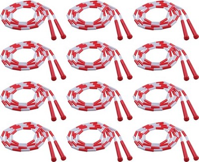 Champion Sports Plastic Segmented Jump Rope, 7 Feet - Red/White (12-Pack)
