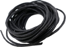 Black Waxed Cotton Cord 1Mm - 10 Metres - Necklace Cord, Bracelet Thread, Beadin