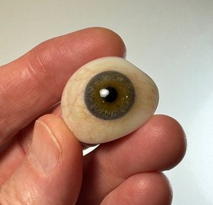 Antique German hand-blown human prosthetic glass eye. Bloodshot eye.