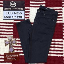 EUC AG Adriano Goldschmied Prima Mid Rise Cigarette Navy Pants Men 28R, USA Made