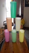 Set Of 6 Vintage NOS Tupperware Pastel 16 OZ Tumbler Cups 107 USA