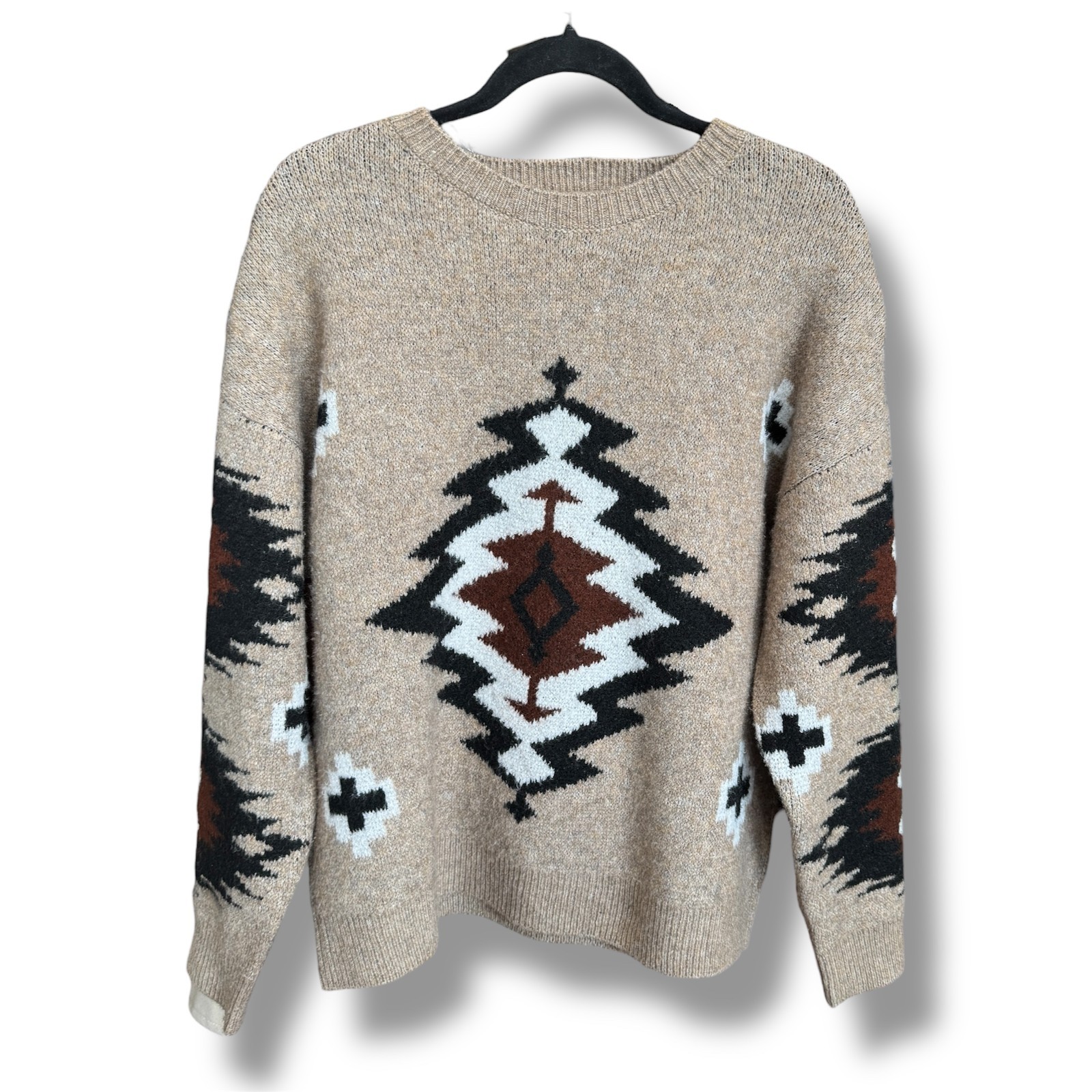 Wester Aztec Print Pullover Sweater Lavender Trib… - image 1