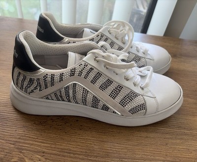Nero Giardini MADE IN ITALY Leather Women s White Metallic Sneakers EU38 US8