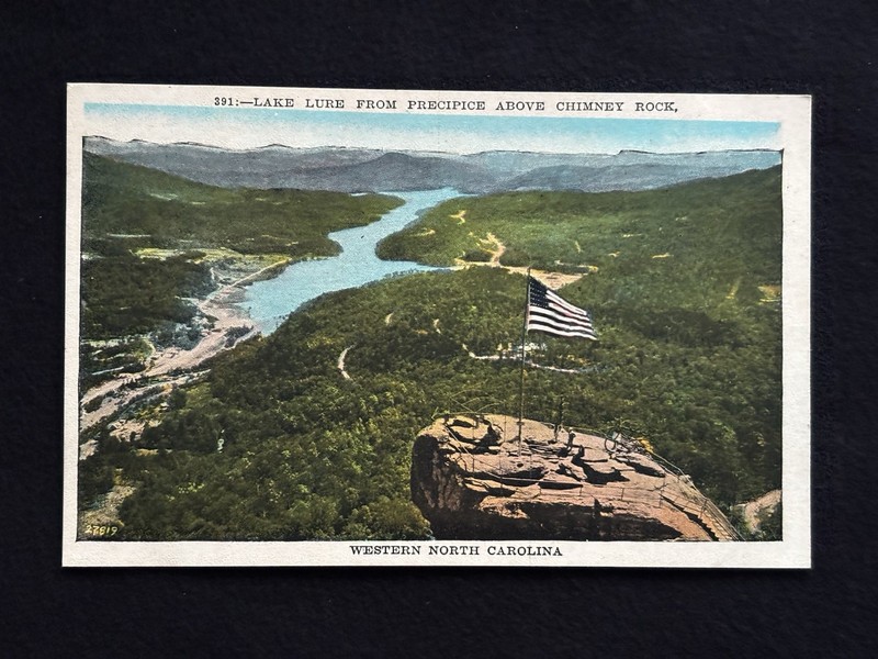 Lake Lure from Precipice above Chimney Rock Western North Carolina c1920 Postcar