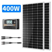 Solar Panel Kit 400W 12V Mono with Controller Adapter Cable for RV Boat Camper