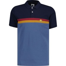 pretty green mens polo shirt navy tilby colourblock short sleeve size small
