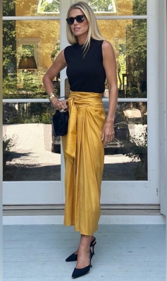 Julia Amory Cartagena Saffron Dupioni Silk Wrap Midi Skirt Tie Waist NWT Medium