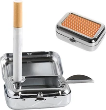 Upgrade Portable Ashtray, Pocket Ashtray Windproof Ashtray with Lid Stainles