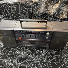 VTG RARE 1980s GE 3-5672A Dual Cassette Stereo Ghetto Blaster As Is Parts only