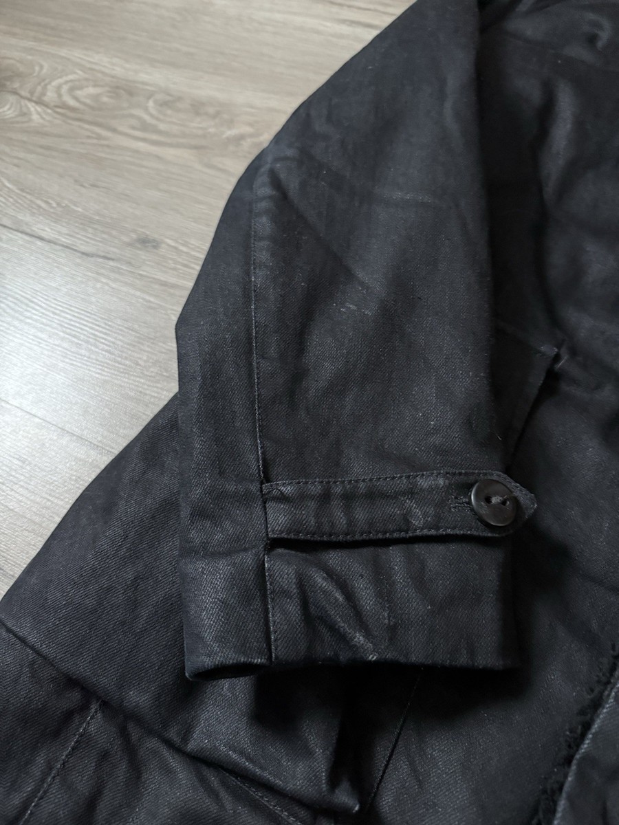 Mens Nudie Jeans Black Wax Coated Pekka Pea Coat Size L XL View 3