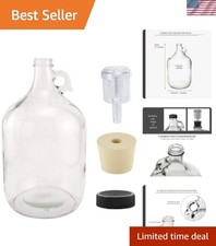 Durable 1 Gallon Glass Fermenting Jug Set with Rubber Stopper & Lid - USA Made