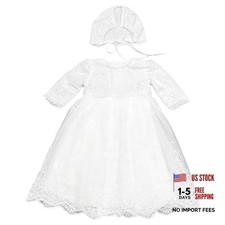Baby Girls Long Sleeve Christening Dress Classic Embroidered 3-6 Months Ivory
