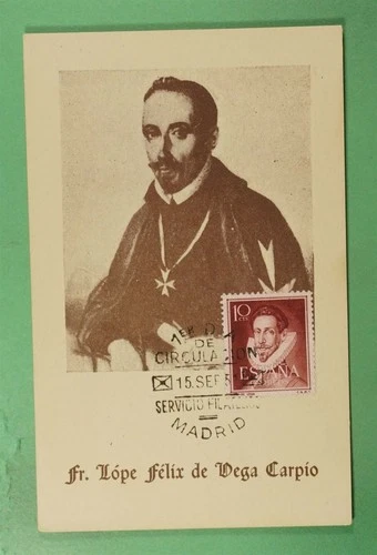 DR WHO 1951 SPAIN FDC VEGA CARPIO MAXIMUM CARD R48927