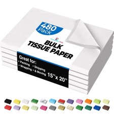 Party Solids White Tissue Paper for Gift Bags - 15" X 20" Bulk Tissue Paper W...