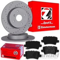 Zimmermann Sport Bremsscheiben + BelÄGe Hinten Passend FüR Honda Civic 8 FN FK