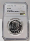 1965 50C 40% SILVER "SMS" Kennedy Half Dollar, NGC MS68 (Cracked Holder)