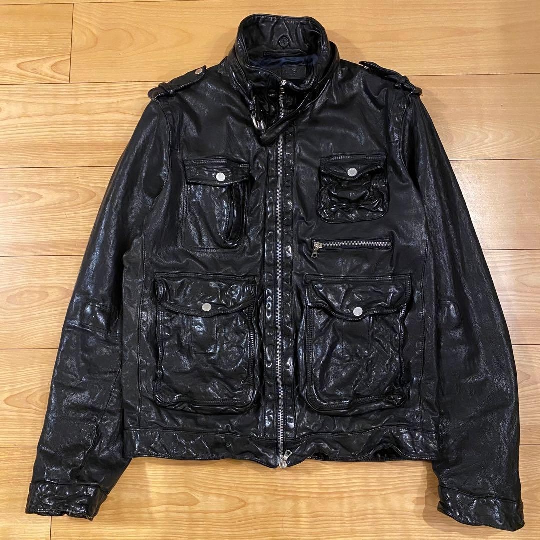 Used Neil Barrett M65 Single Riders Jacket Leather Jacket Mens
