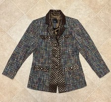 Doncaster Wool Blend Multicolor Tweed Blazer Sz 8 Colorful Career Office Unique